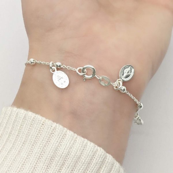Pulsera espejo medalla milagrosa y bolitas