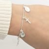 Pulsera Espejo Medalla Milagrosa Y Cruces Plata 925