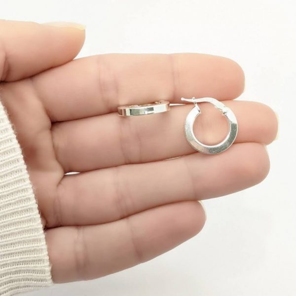 Aros cubanos planos plata italiana