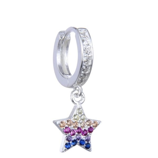 Aro Argolla Estrella Cristales Plata 925