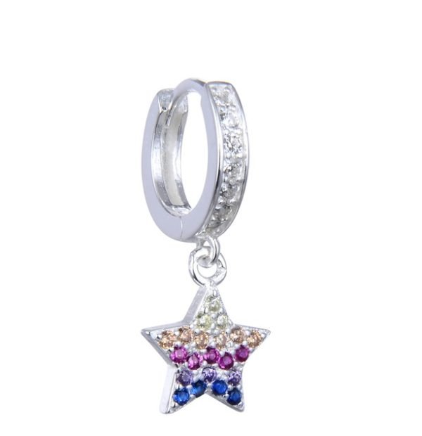 Aro Argolla Estrella Cristales Plata 925