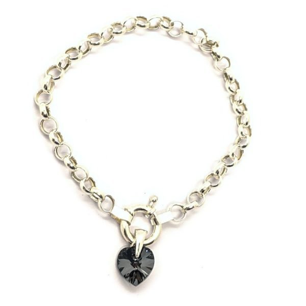Pulsera de rolo n00 con dije swarovski 19cm Silver Night