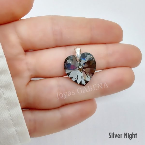 Dije Cristal Swarovski Corazon 18mm Plata 925 - Imagen 5