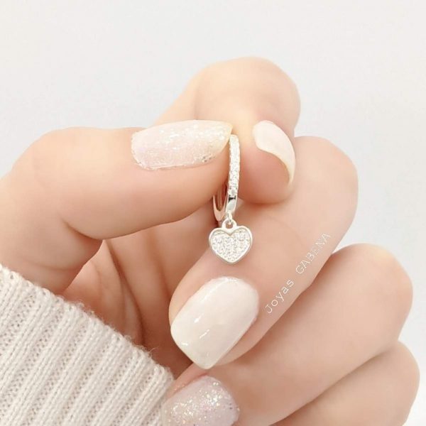 Aro argolla corazon cristales