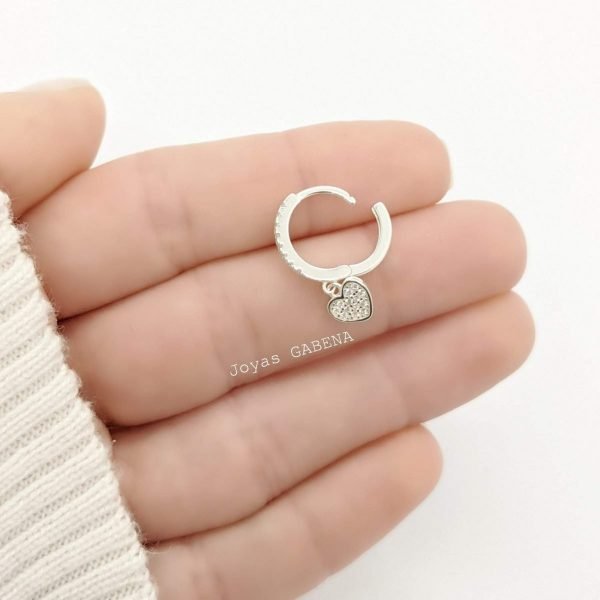 Aro argolla corazon cristales