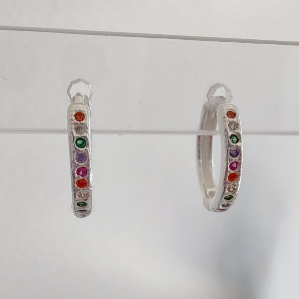 AAR-27 aros argollas cristales plata multicolor