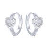 Aros Argolla Corazón Cristales 12mm Plata 925