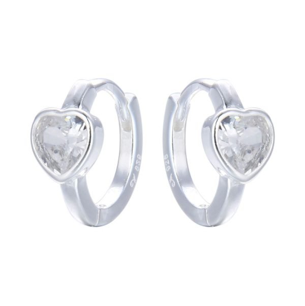 Aros Argolla Corazón Cristales 12mm Plata 925