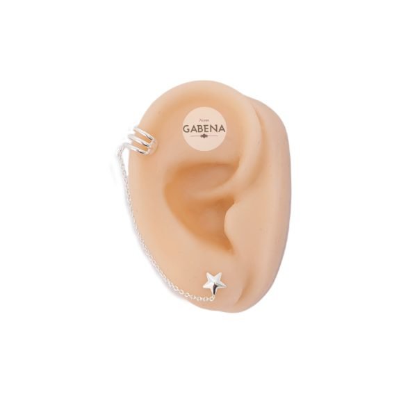 aro cuff cadena estrella plata oreja
