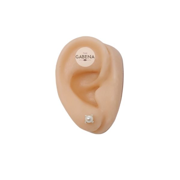 aro perla engarzada 5mm plata oreja