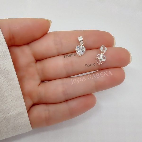 dije cristal corazon 8mm plata