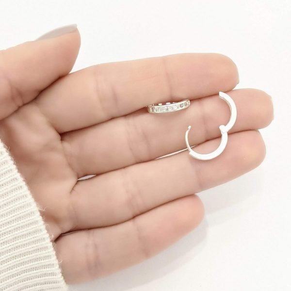Aros Argolla Cristales 14mm Plata 925