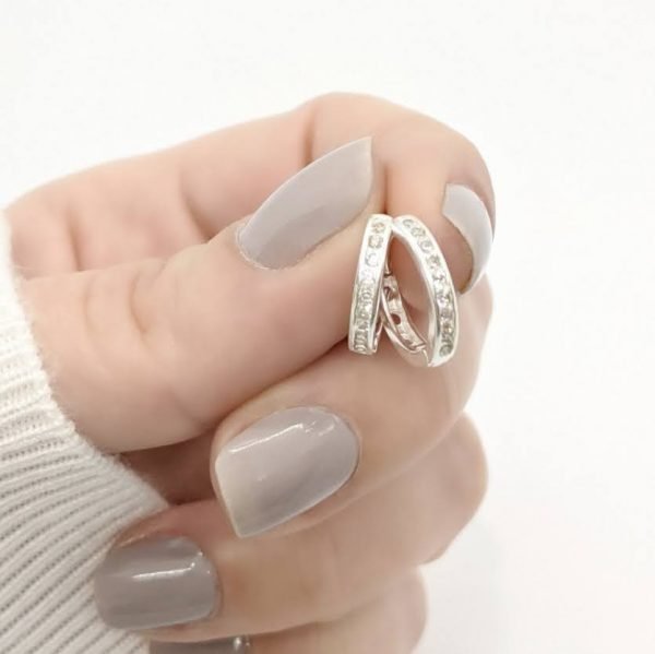 Aros Argolla Cristales 14mm Plata 925