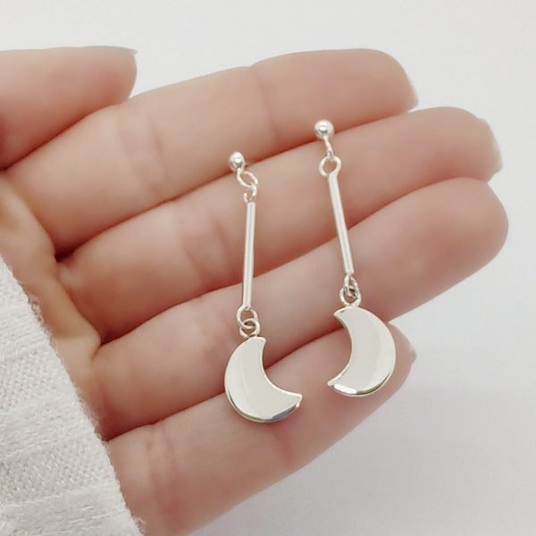 Aros lunas colgantes plata