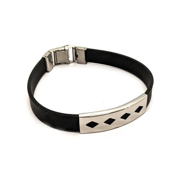 Pulsera rombos caucho acero quirúrgico