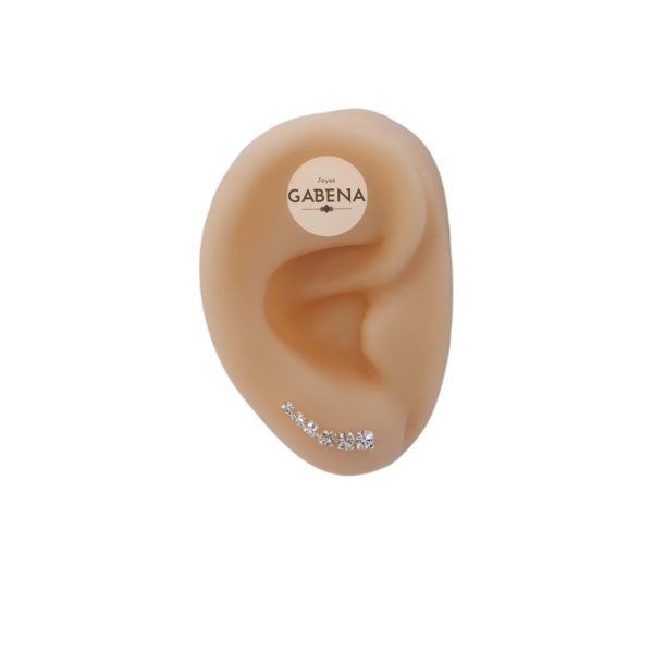 aros trepadores cristal plata oreja