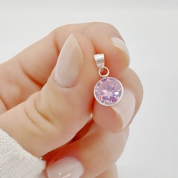 Dije Cristal 8mm Plata 925 - Rosa