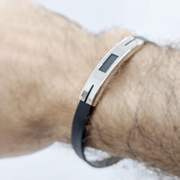 Pulsera Rectangulo Caucho Acero Quirurgico