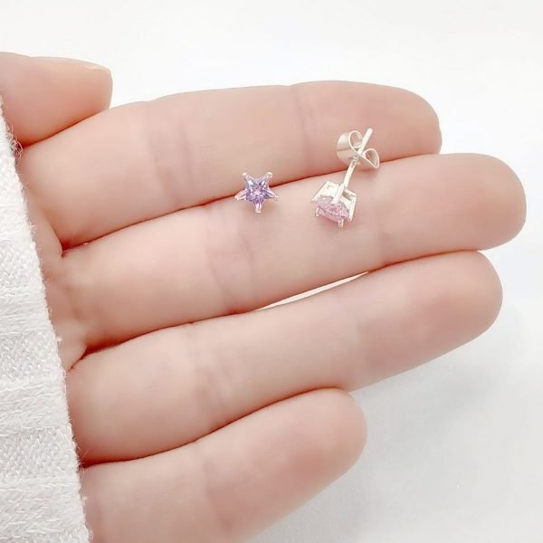 Aros cristal estrella rosa