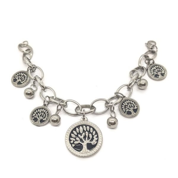Pulsera árbol de la vida y bolitas acero