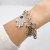 Pulsera Hamsa y Bolitas Gruesa Acero Quirúrgico