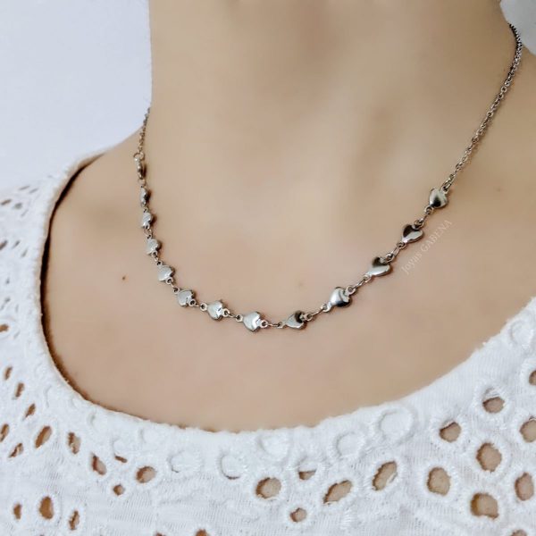 Collar choker corazones acero