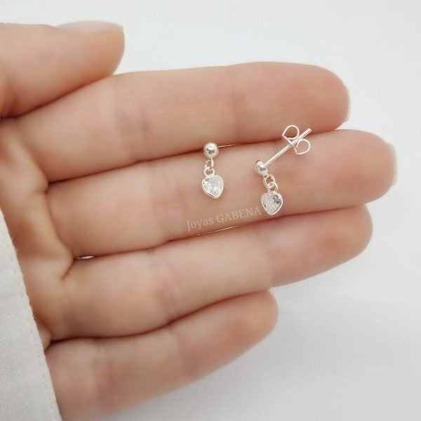 Aros corazón cristal y punto