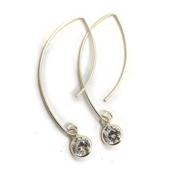 Aros Gancho Círculo Cristal Plata 925