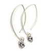 Aros Gancho Corazón Cristal Plata 925