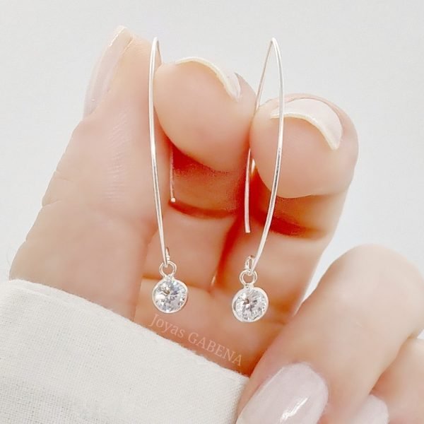Aros Gancho Círculo Cristal Plata 925