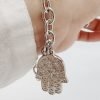 Pulsera Mano Hamsa Rolo 19cm Acero Quirúrgico