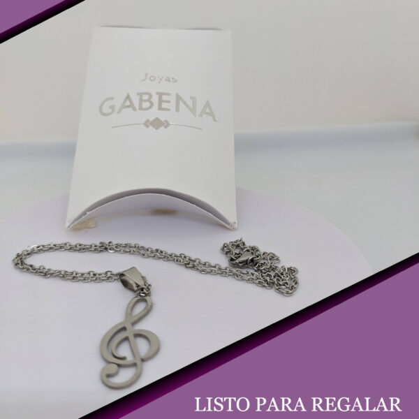 Collar Nota Musical Acero Quirúrgico 45cm Espejo 2mm pack