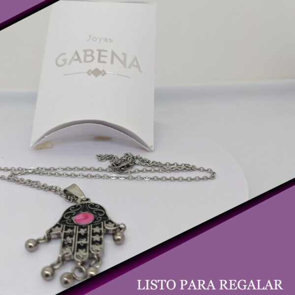 Collar Hamsa Bolitas Acero Quirúrgico pack
