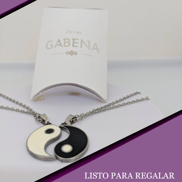 Collar Ying Yang Parejas Esmaltado Acero 22mm pack