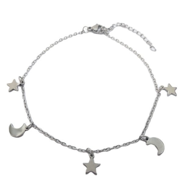 Tobillera Estrellas y Lunas Acero Quirúrgico