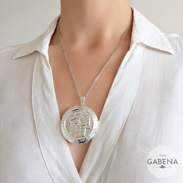collar relicario hamsa acero quirurgico