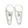 Aros Argollas Cristal y Cadenas 16mm Plata