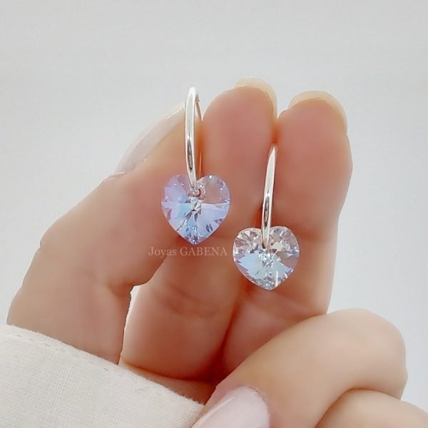 Aros Cristal Swarovski Corazon Cubanos Plata 925 Shimmer