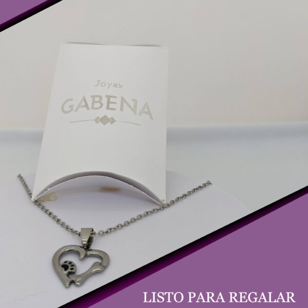 Collar Corazon Huella Acero Quirúrgico pack