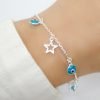 Pulsera Ojo Turco y Estrellas Plata 17 a 21 cm(1)