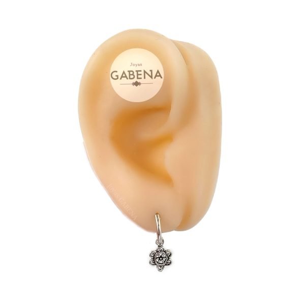 aro argolla flor hindu plata 925