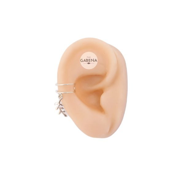 aro cuff ramita plata oreja
