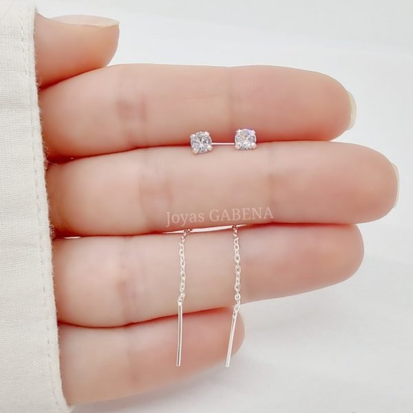 aros cubic cadena plata