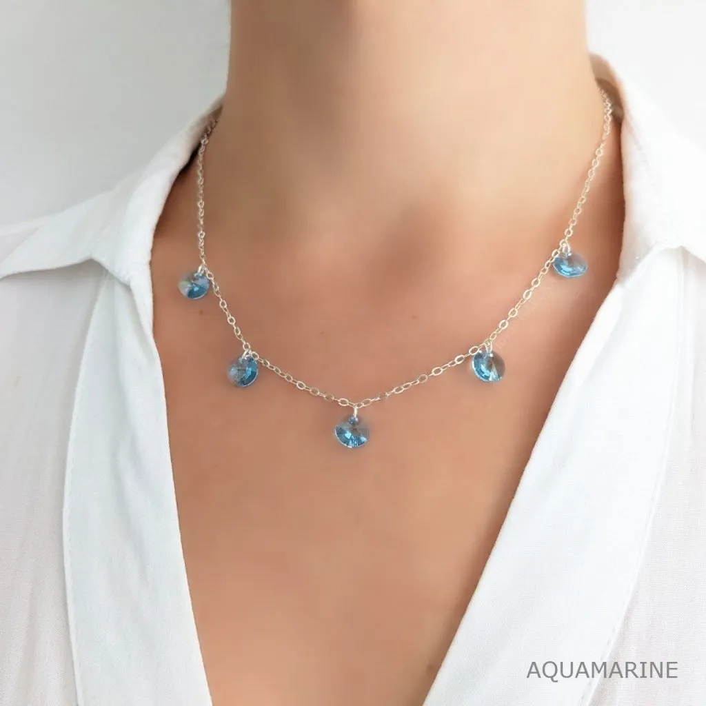 collar cristal swarovski rivoli aquamarine plata