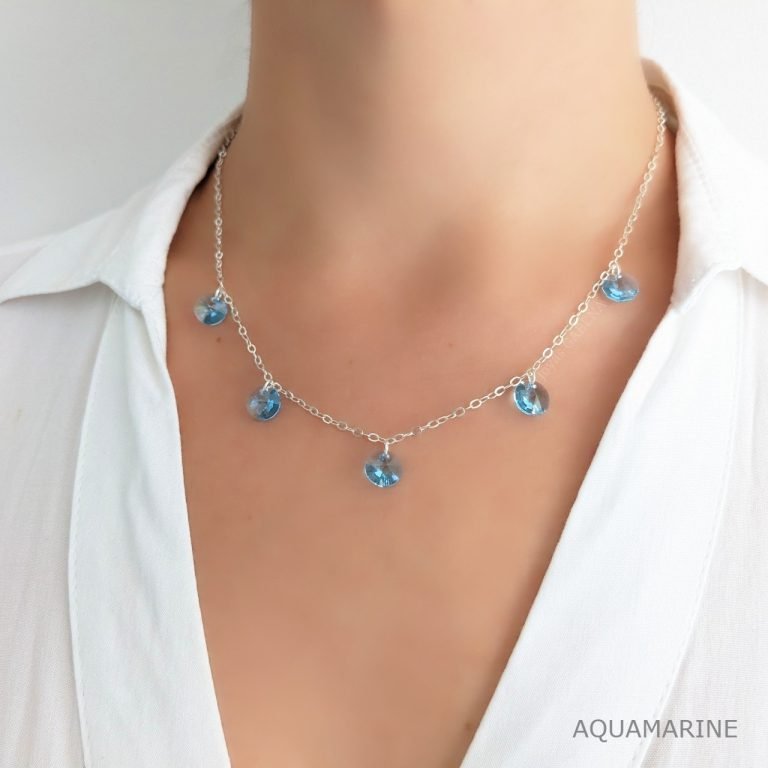 collar cristal swarovski rivoli aquamarine plata