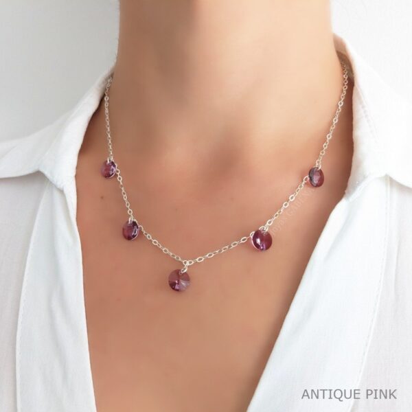 collar cristal rivoli antique pink plata