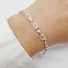 Pulsera rolo cristales y bolitas plata