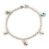 Pulsera rolo corazón cristales y bolitas