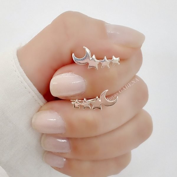Aros Trepadores Estrellas y Luna Plata 925