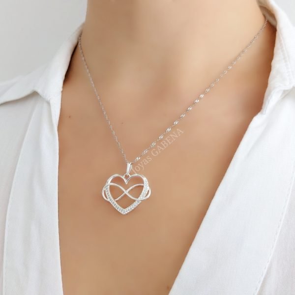 collar corazon infinito cristales plata